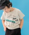 ベビー服 男の子 綿100％ 電車 アップリケ ＆ 山 モチーフ Tシャツ ベージュ(51) モデル画像アップ