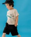 ベビー服 男の子 綿100％ 電車 アップリケ ＆ 山 モチーフ Tシャツ ベージュ(51) モデル画像全身