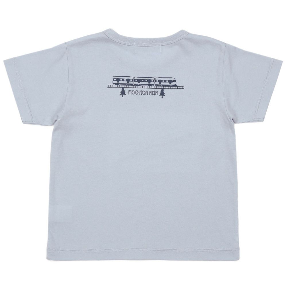 ベビー服 男の子 綿100％ 電車 アップリケ ＆ 山 モチーフ Tシャツ ブルー(61) 背面