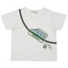 ベビー服 男の子 ポシェット風 立体 乗り物 モチーフ Tシャツ オフホワイト(11) 正面