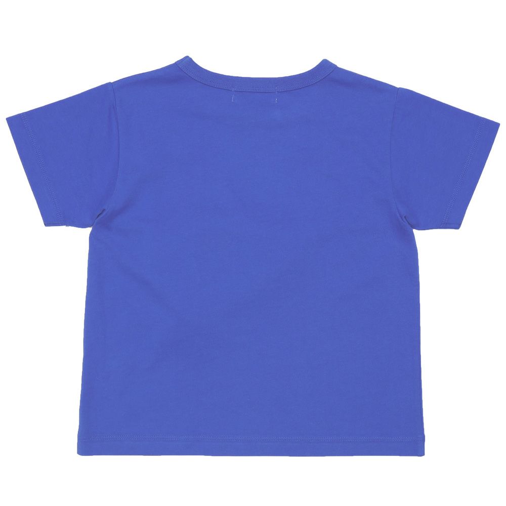 ベビー服 男の子 ポシェット風 立体 乗り物 モチーフ Tシャツ ブルー(61) 背面