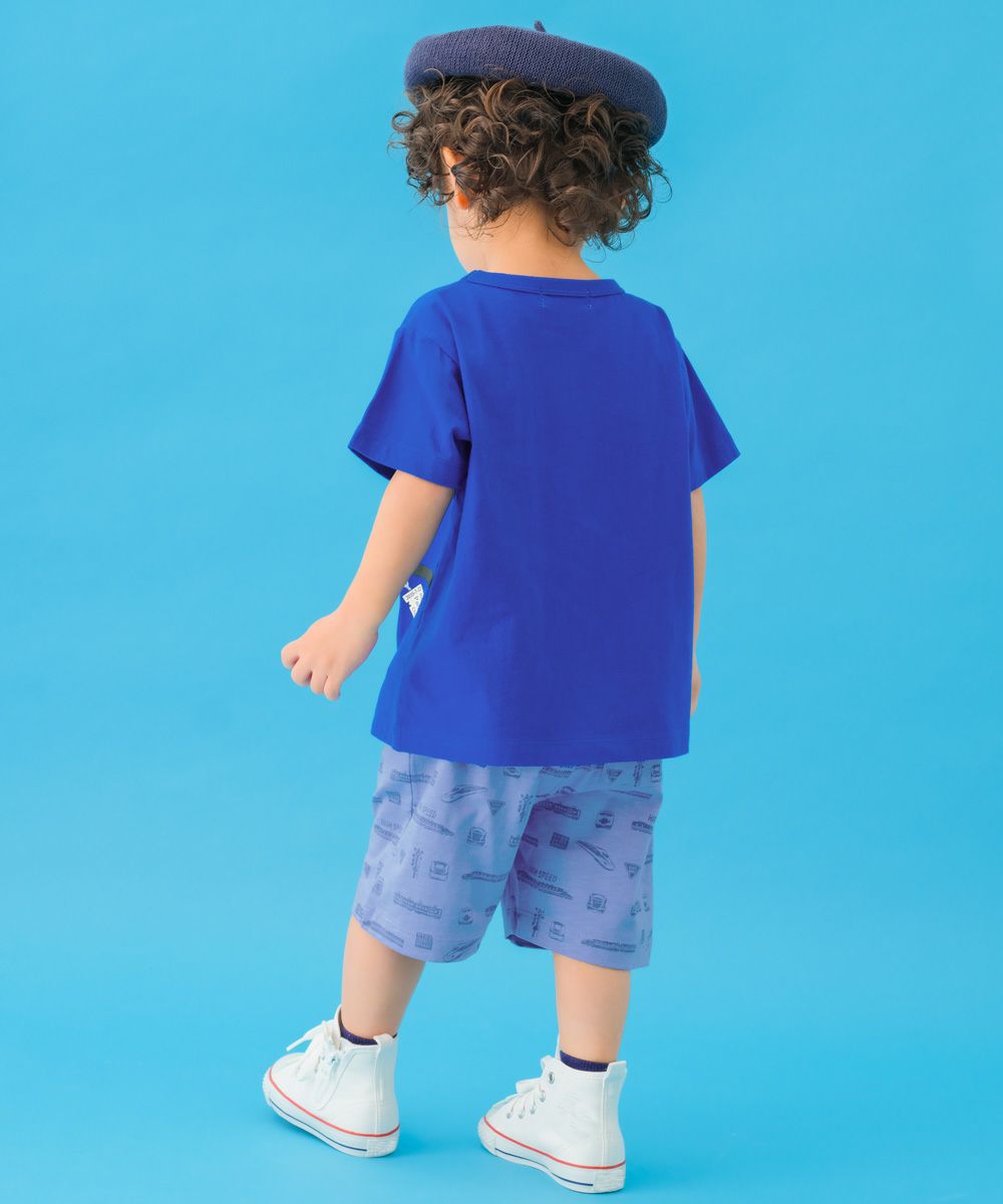 ベビー服 男の子 ポシェット風 立体 乗り物 モチーフ Tシャツ ブルー(61) モデル画像1