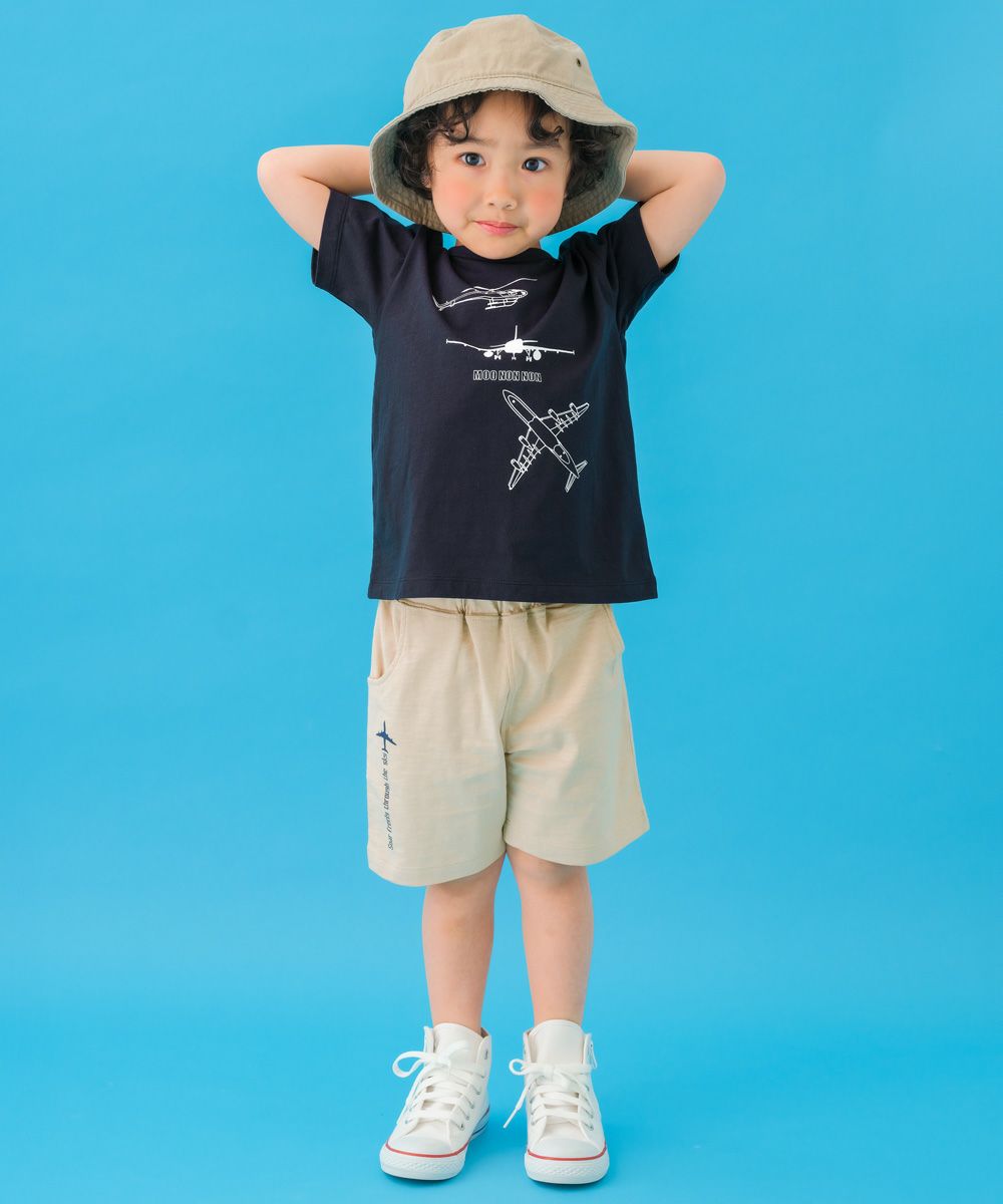 ベビー服 男の子 綿100％ 空飛ぶ 乗り物 デザイン Tシャツ ネイビー(06) モデル画像1