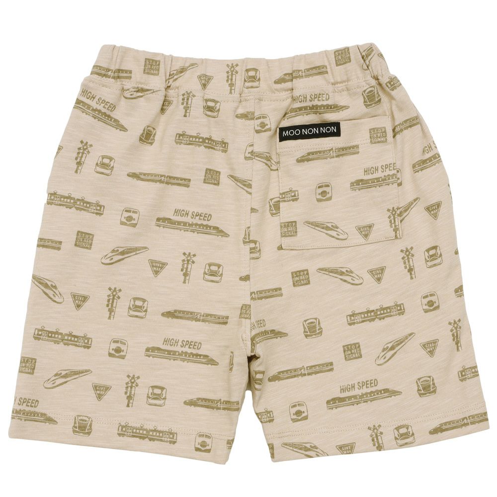 ベビー服 男の子 綿100％ 電車 プリント ハーフ丈 パンツ ベージュ(51) 背面
