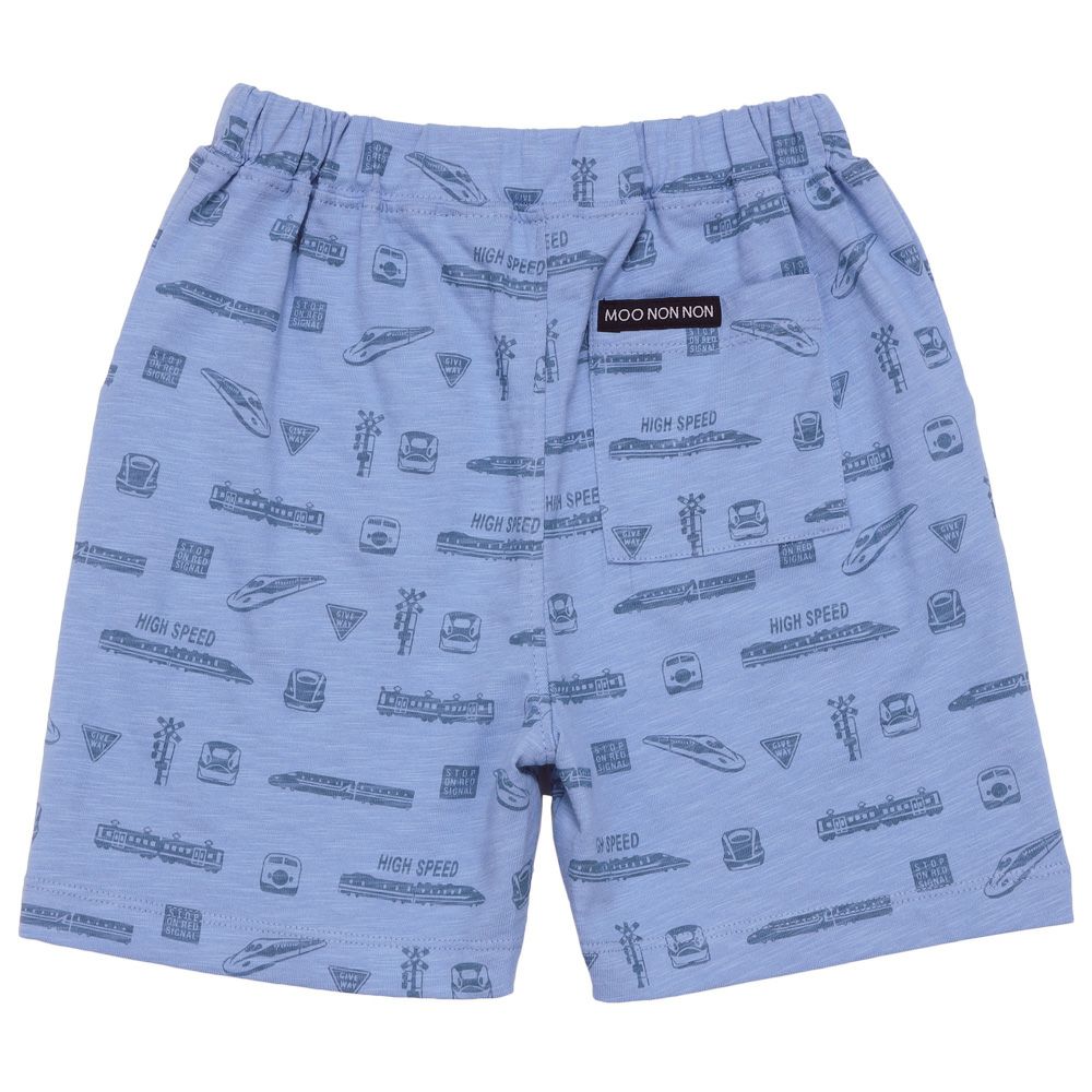 ベビー服 男の子 綿100％ 電車 プリント ハーフ丈 パンツ ブルー(61) 背面