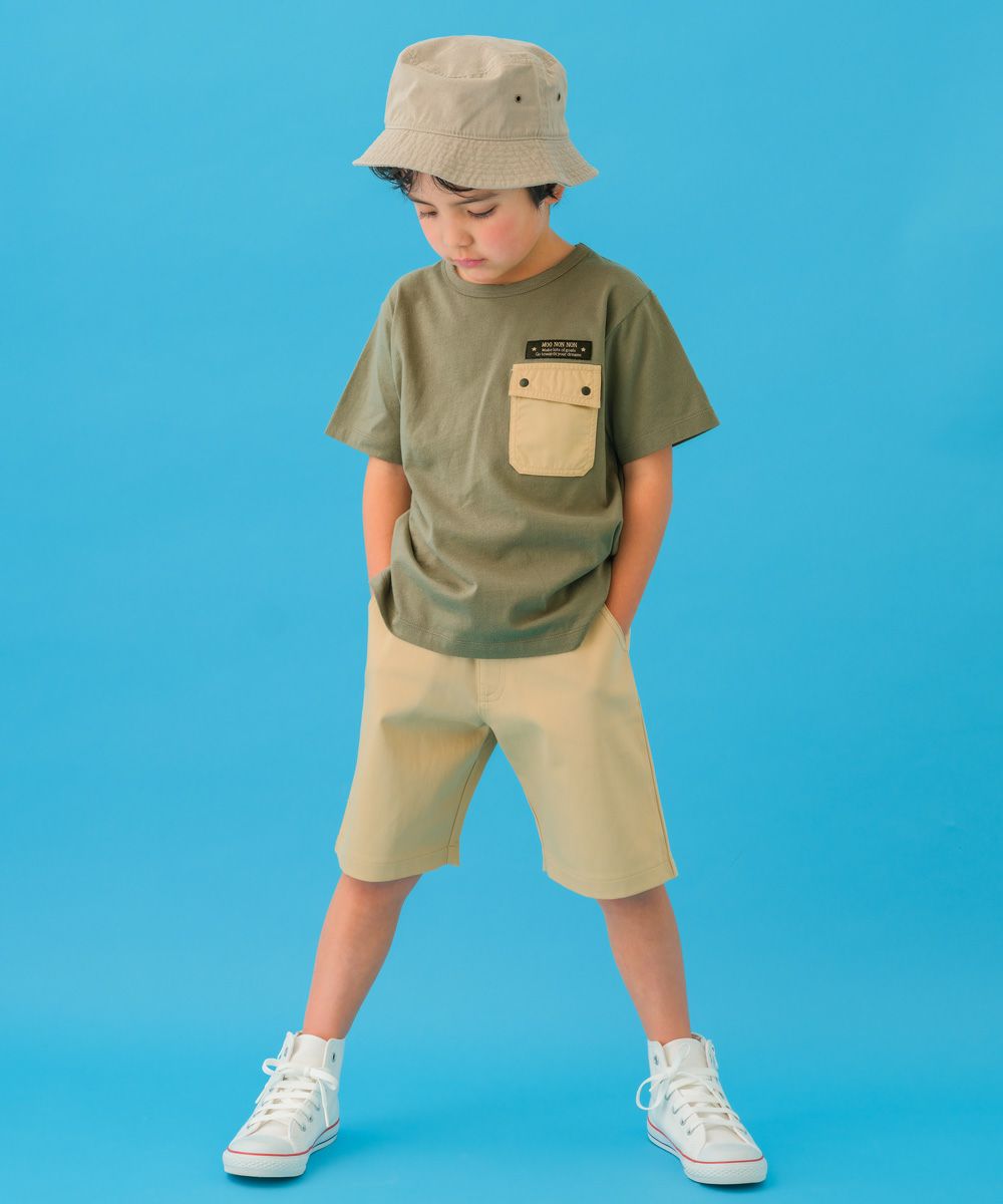 子供服 男の子 ロゴ付きポケット ハーフパンツ ベージュ(51) モデル画像2