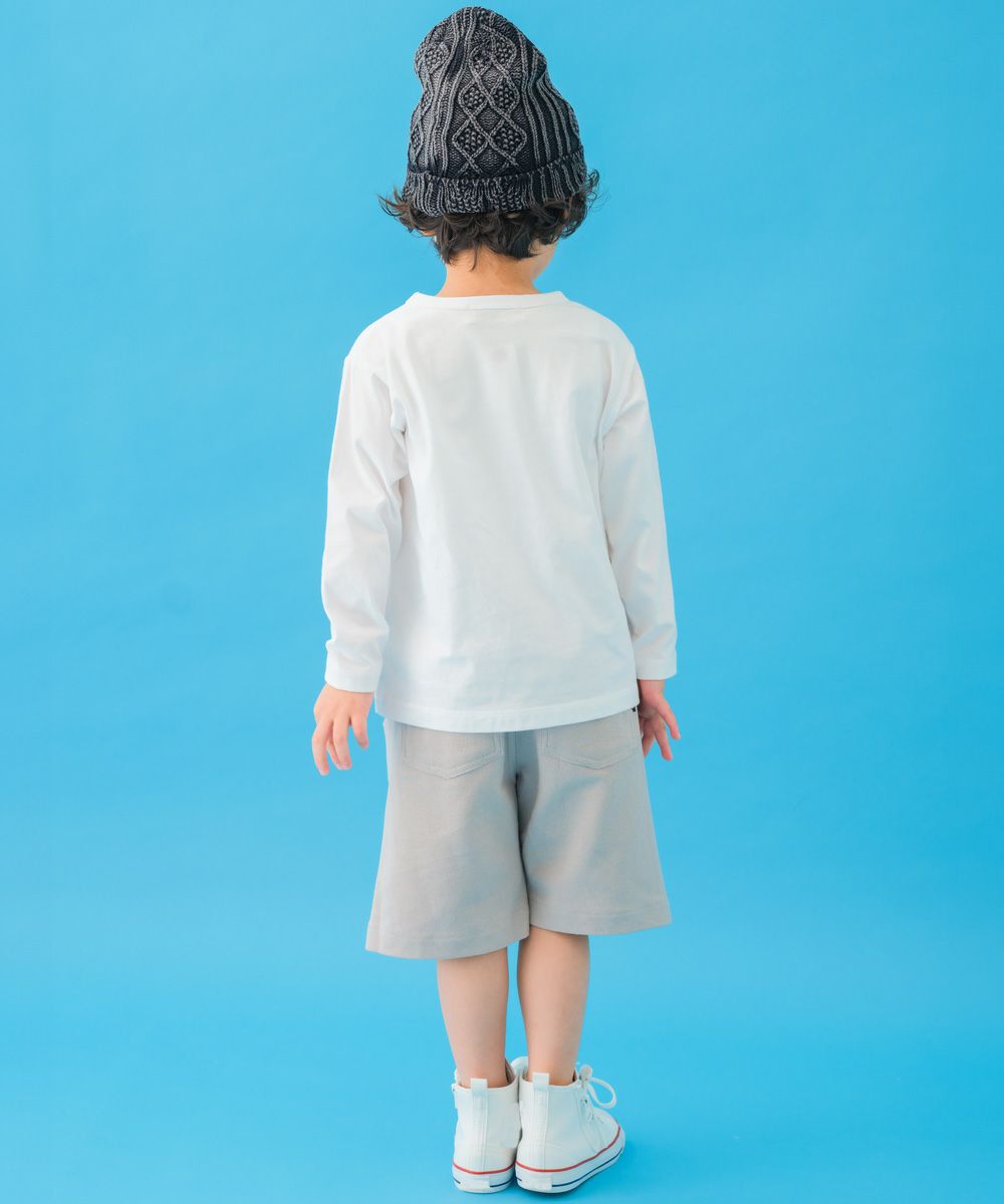 ベビー服 男の子 綿100％ ロゴ ハーフ丈 パンツ グレー(09) モデル画像2
