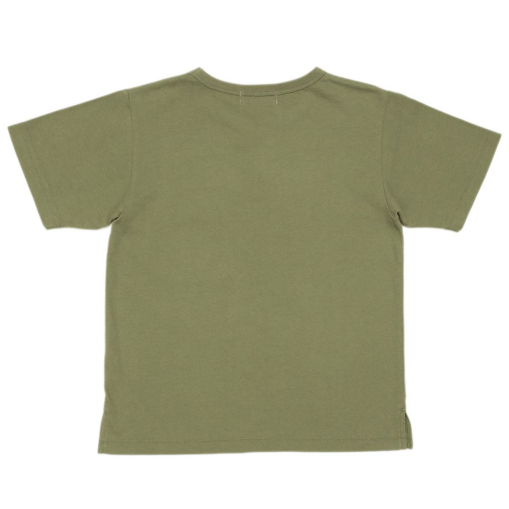 子供服 男の子 ロゴアップリケ ＆ フタつき ポケット Tシャツ カーキ(82) 背面