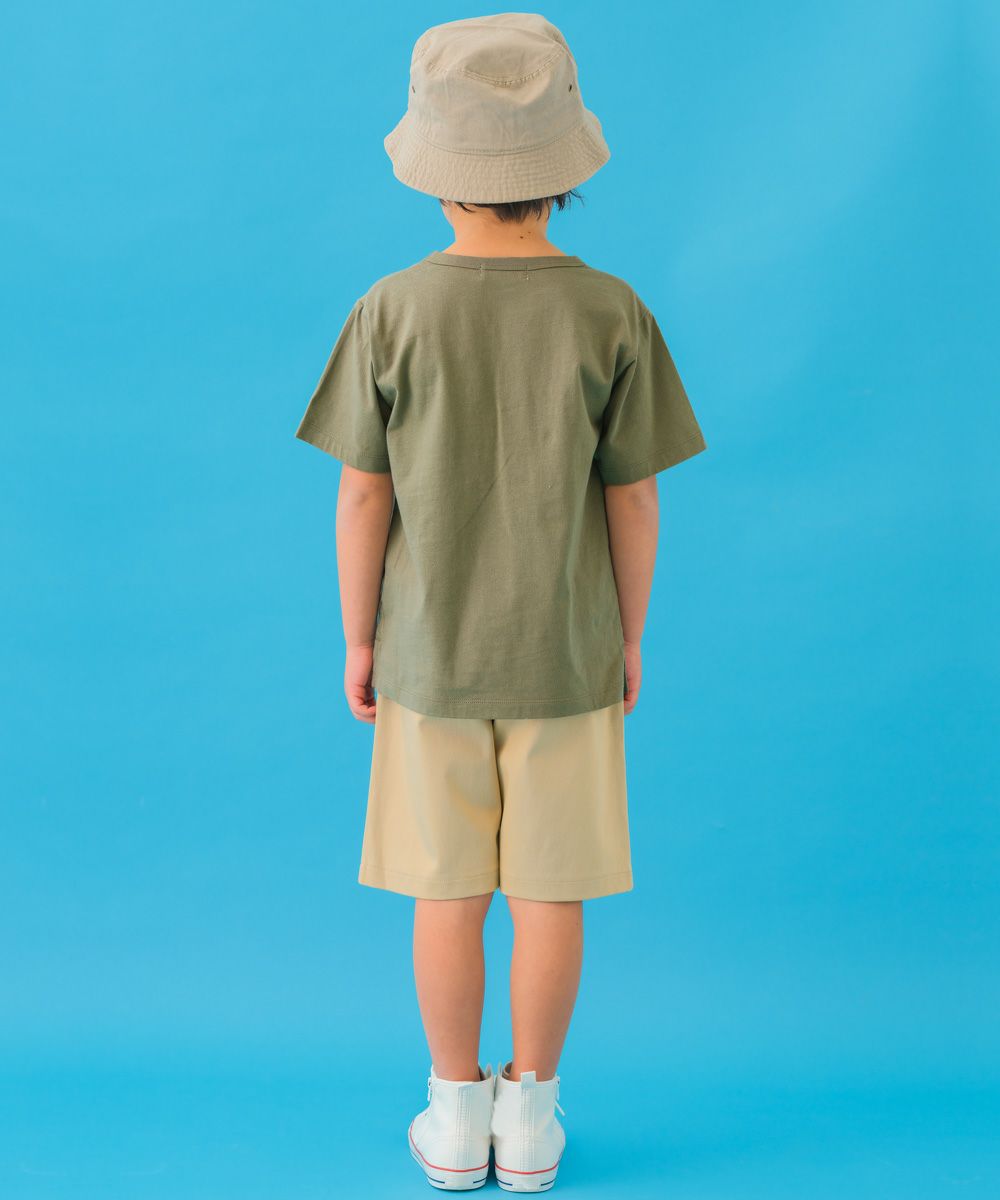 子供服 男の子 ロゴアップリケ ＆ フタつき ポケット Tシャツ カーキ(82) モデル画像2