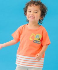 ベビー服 男の子 ショベルカー ポケット 綿100％ Tシャツ