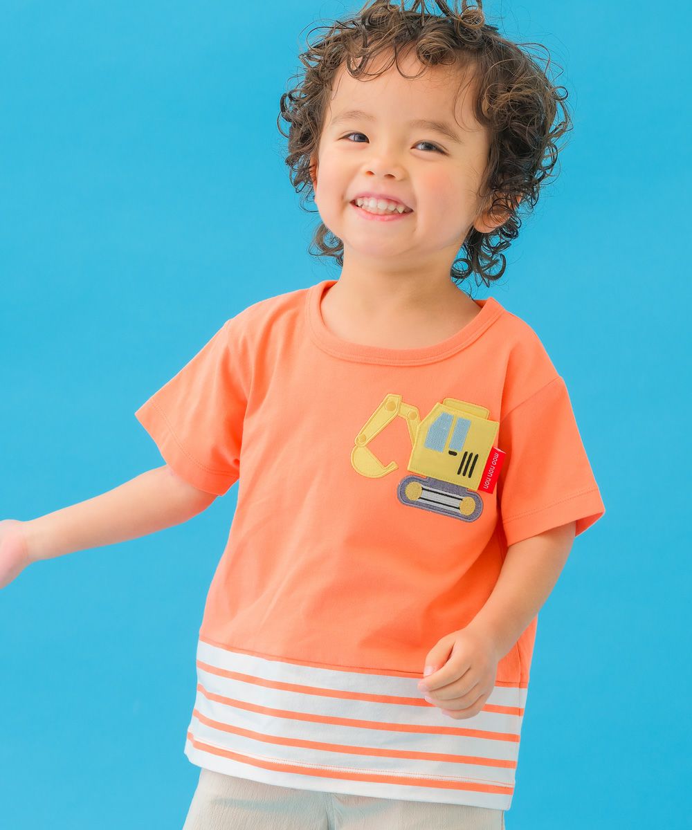 ベビー服 男の子 ショベルカー ポケット 綿100％ Tシャツ