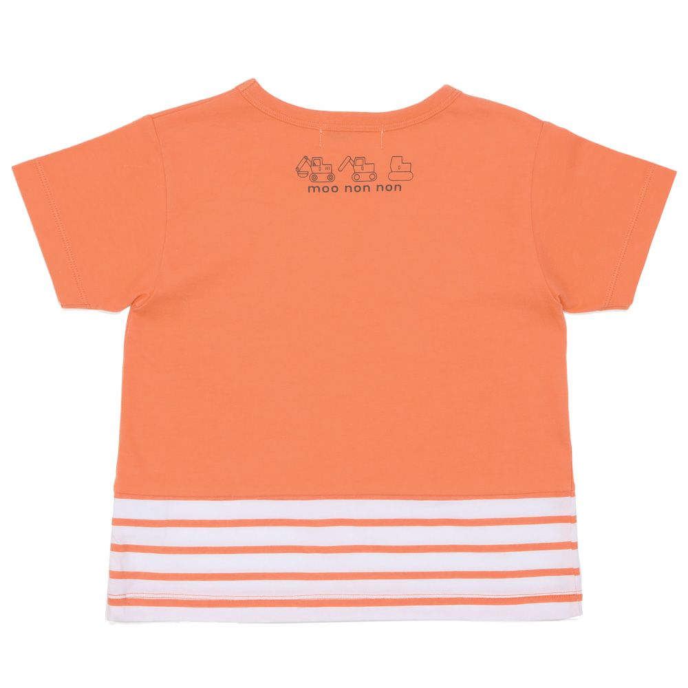 ベビー服 男の子 ショベルカー ポケット 綿100％ Tシャツ オレンジ(07) 背面