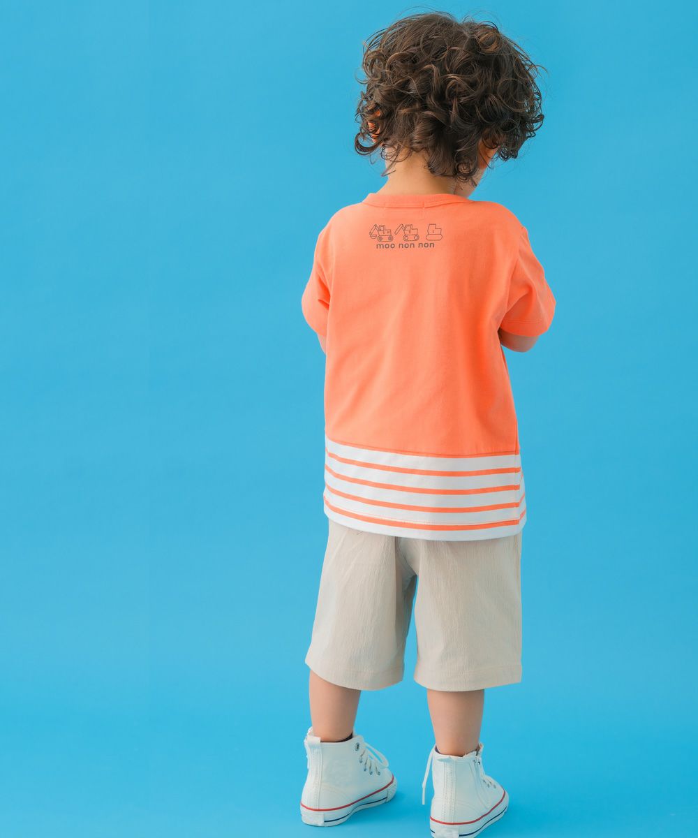 ベビー服 男の子 ショベルカー ポケット 綿100％ Tシャツ オレンジ(07) モデル画像2