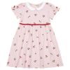 ベビー服 女の子 襟付き さくらんぼ リボン ワンピース ピンク(02) 正面
