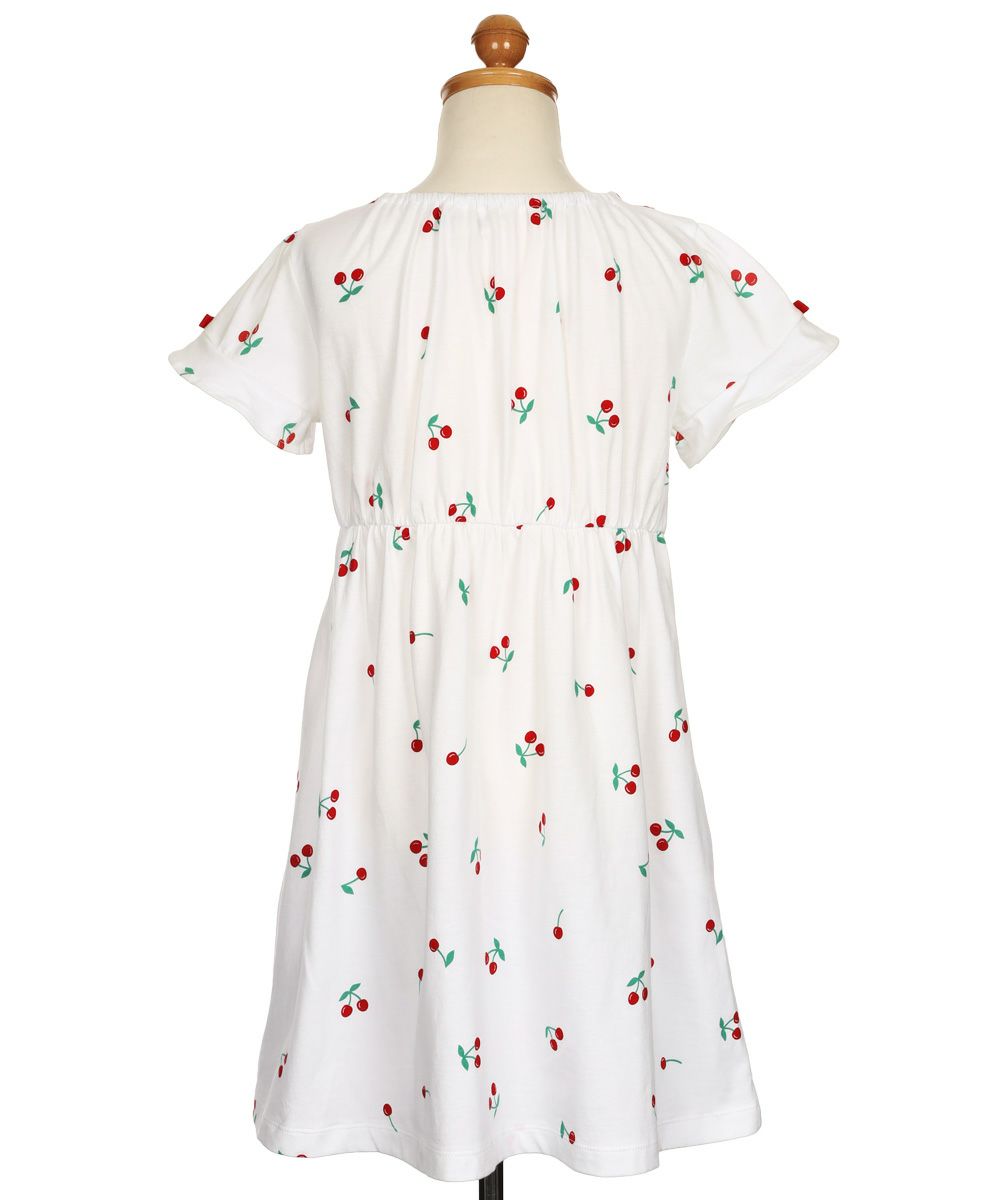 ベビー服 女の子 襟付き さくらんぼ リボン ワンピース オフホワイト(11) トルソー背面