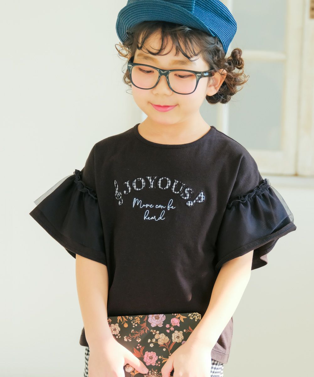 子供服 女の子 ロゴアップリケ チュール 半袖 Tシャツ