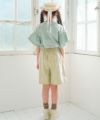 子供服 女の子 ロゴアップリケ チュール 半袖 Tシャツ グリーン(08) モデル画像