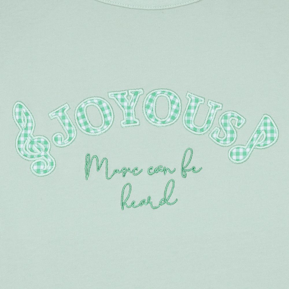 子供服 女の子 ロゴアップリケ チュール 半袖 Tシャツ グリーン(08) デザインポイント2