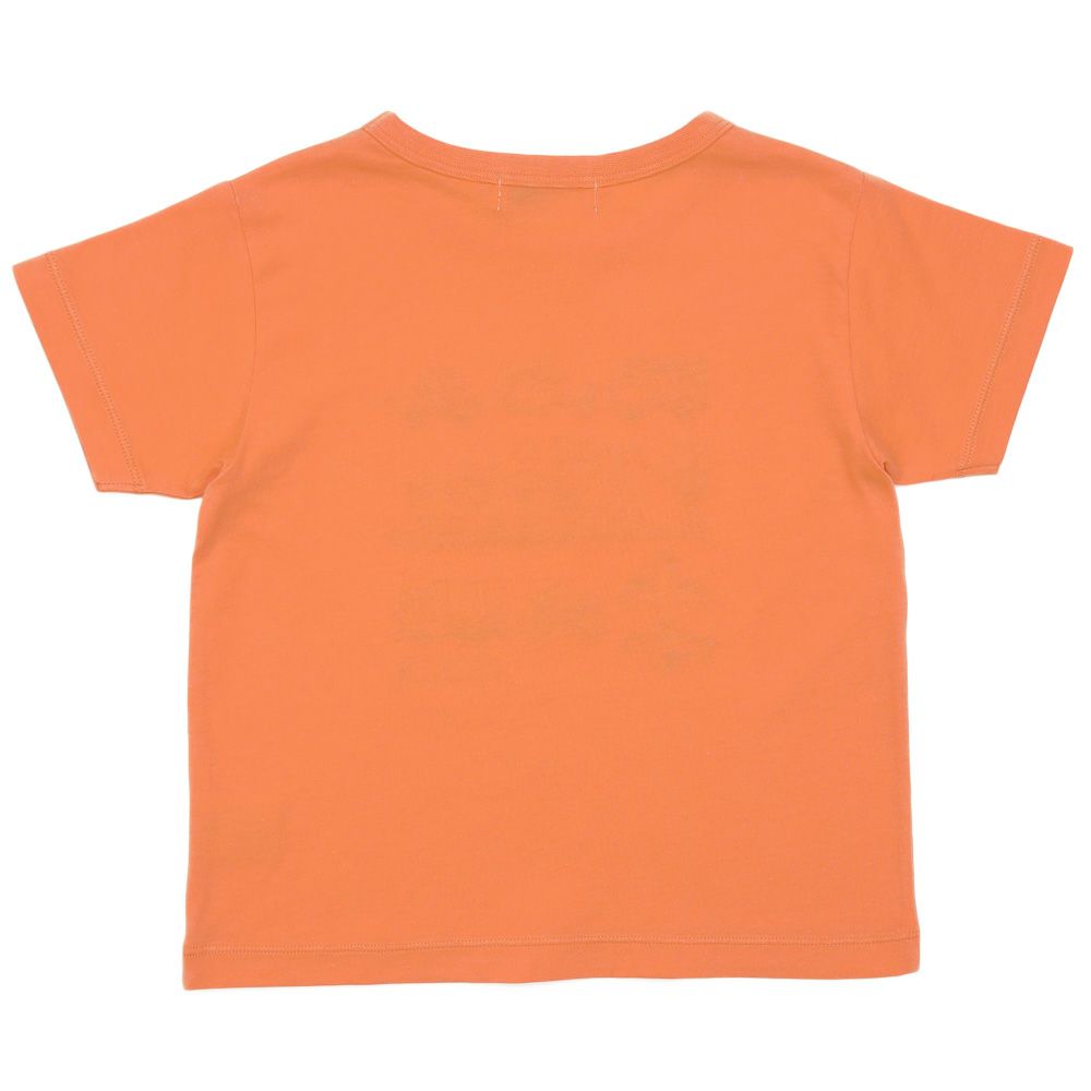 ベビー服 男の子 手書き風 刺繍 乗り物 Tシャツ オレンジ(07) 背面