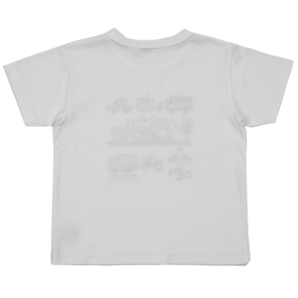 ベビー服 男の子 手書き風 刺繍 乗り物 Tシャツ オフホワイト(11) 背面