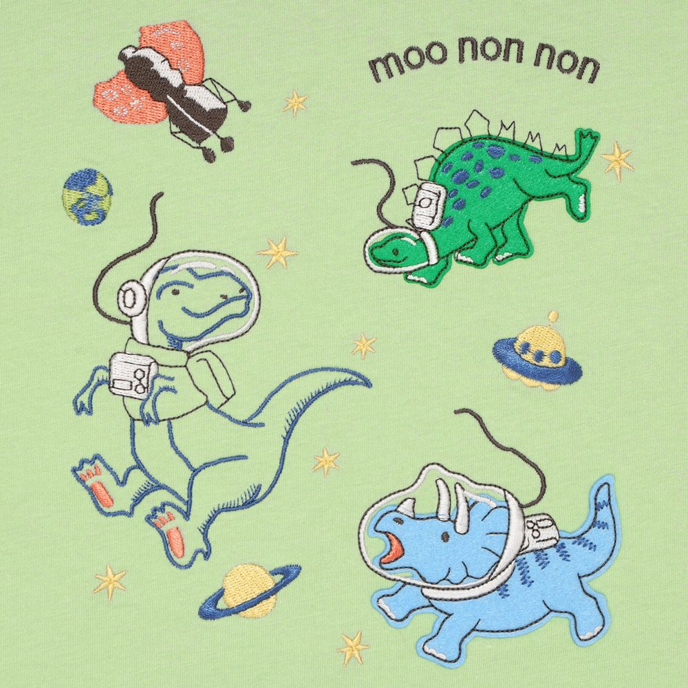 ベビー服 男の子 宇宙 ＆ 恐竜 綿100％ Tシャツ グリーン(08) デザインポイント1