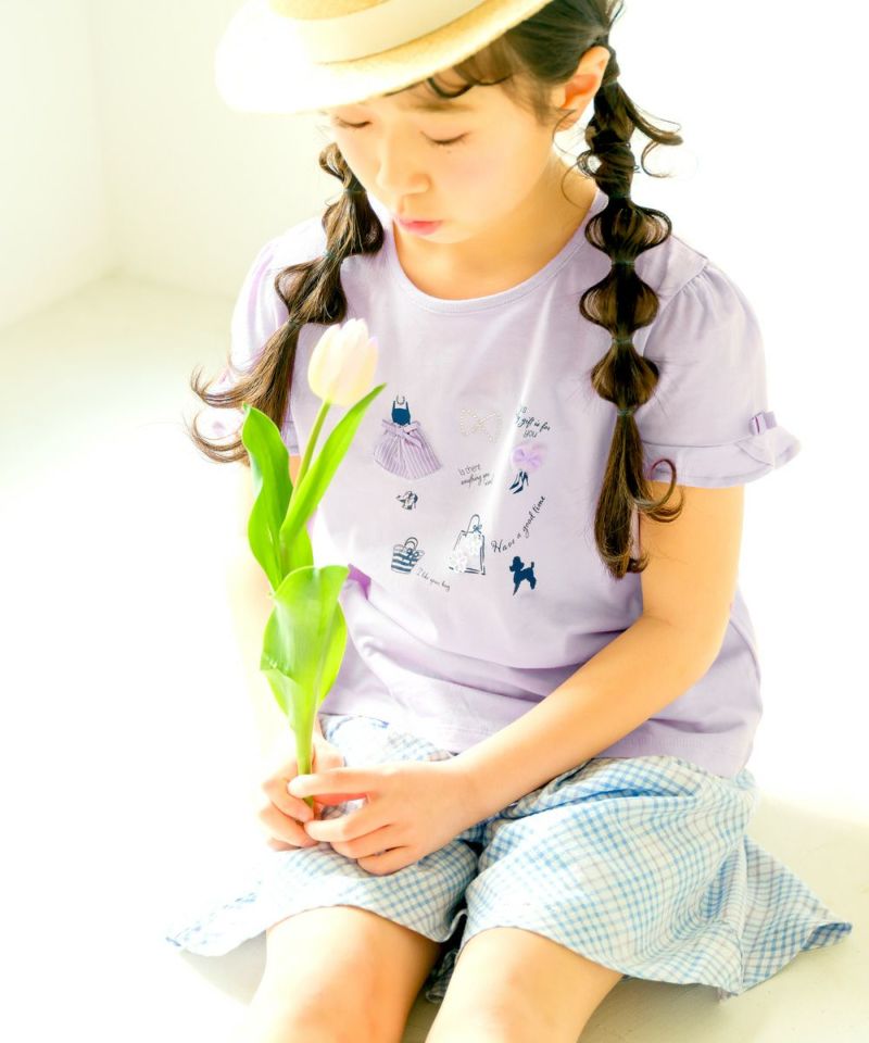 ベビー服 女の子 ドレス＆バッグ 小物プリント 綿100％ Tシャツ