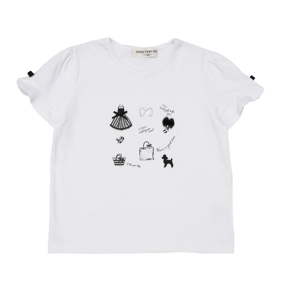 ベビー服 女の子 ドレス＆バッグ 小物プリント 綿100％ Tシャツ オフホワイト(11) 正面