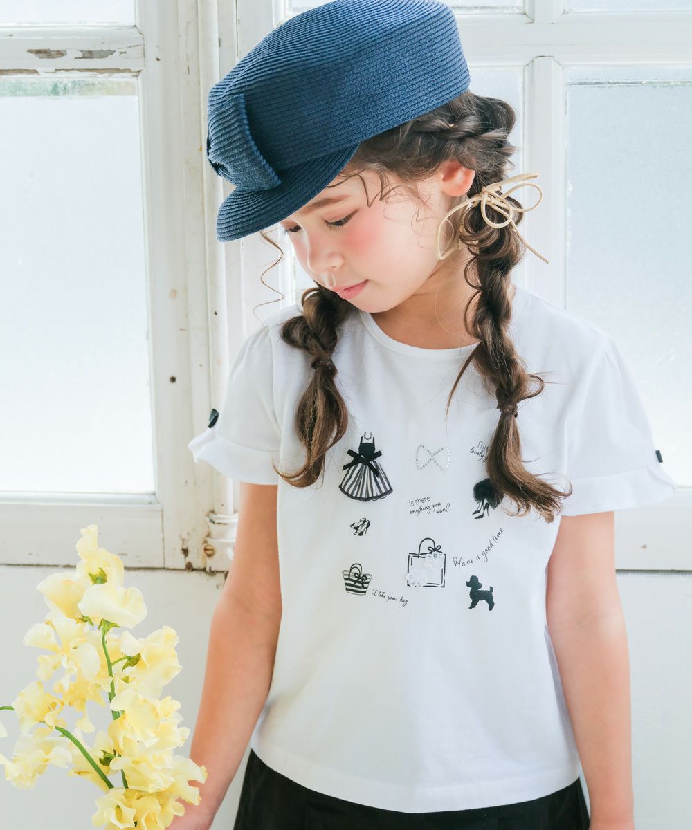 ベビー服 女の子 ドレス＆バッグ 小物プリント 綿100％ Tシャツ オフホワイト(11) モデル画像