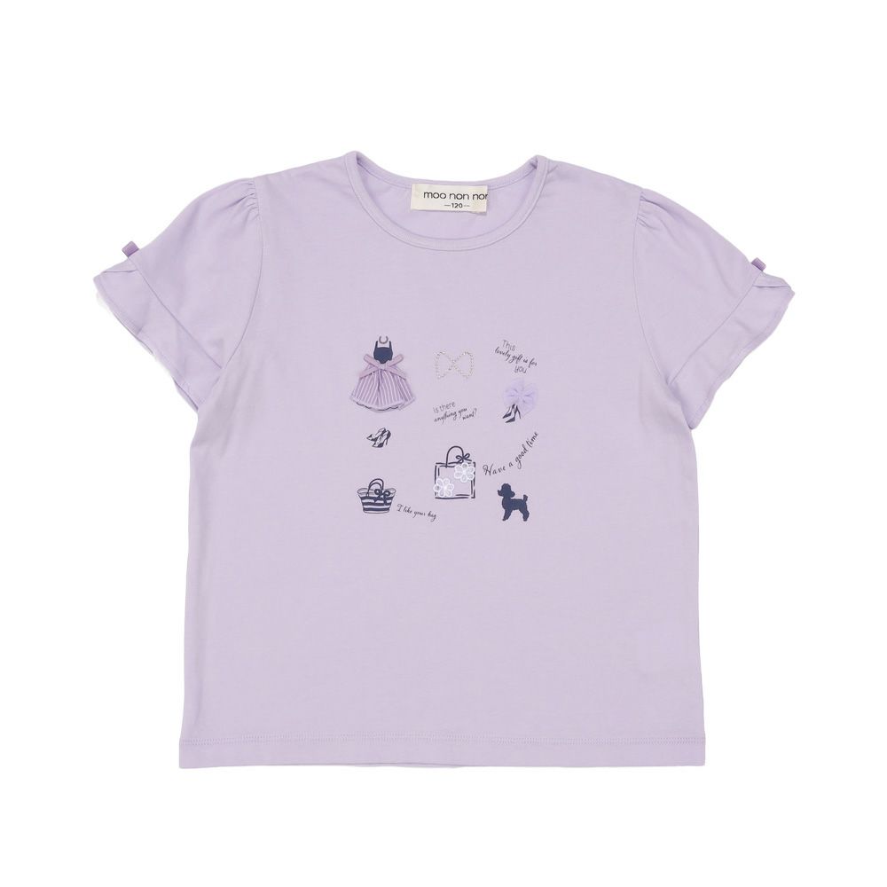 ベビー服 女の子 ドレス＆バッグ 小物プリント 綿100％ Tシャツ パープル(91) 正面