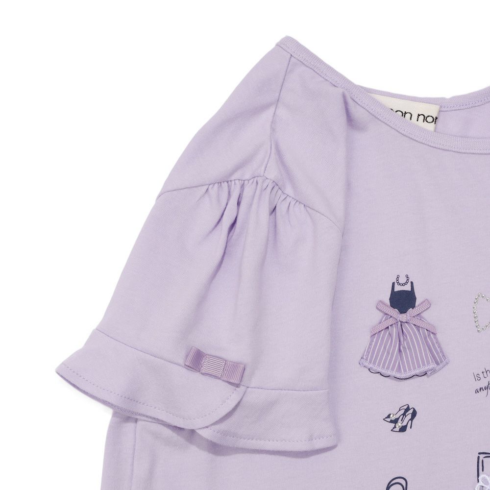 ベビー服 女の子 ドレス＆バッグ 小物プリント 綿100％ Tシャツ パープル(91) デザインポイント1