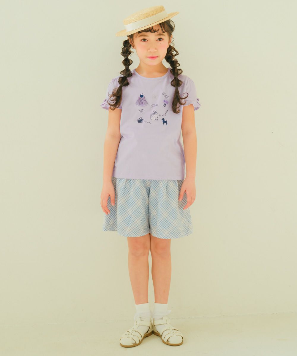 ベビー服 女の子 ドレス＆バッグ 小物プリント 綿100％ Tシャツ パープル(91) モデル画像3