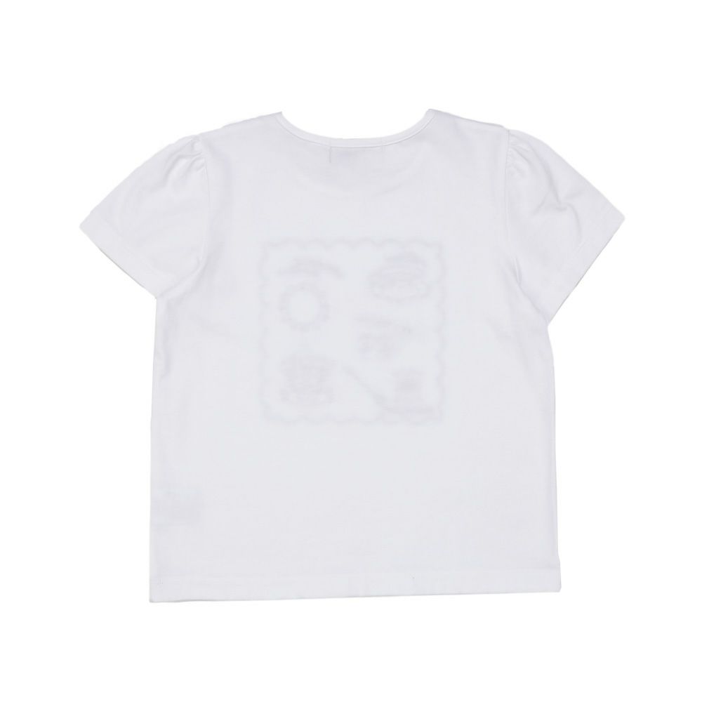 子供服 女の子 刺繍 ＆ アップリケ ティーカップ 半袖Tシャツ オフホワイト(11) 背面