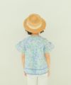 ベビー服 女の子 綿100％ 花柄 リボン付き袖 ブラウス ブルー(61) モデル画像2