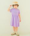 子供服 女の子 ゴムウエスト 袖折り返し ワンピース パープル(91) モデル画像アップ