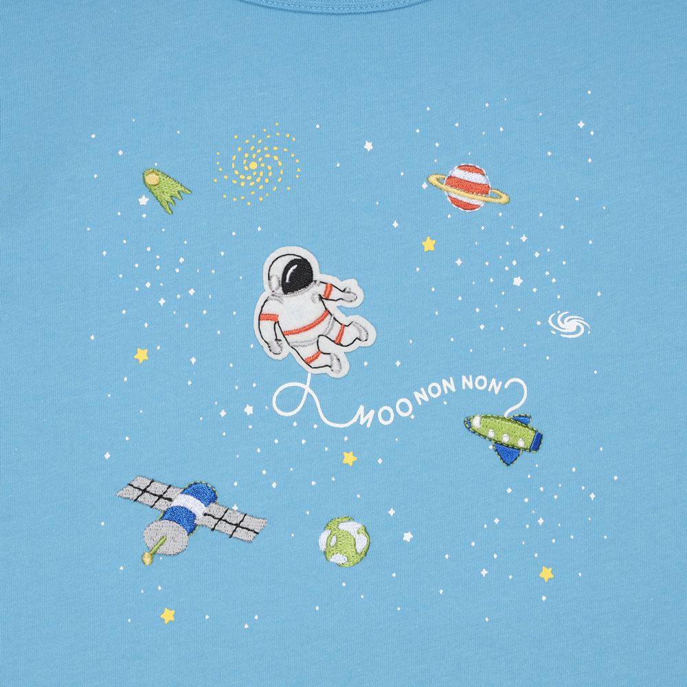 ベビー服 男の子 綿100％ 宇宙 刺繍 半袖 Tシャツ ブルー(61) デザインポイント1