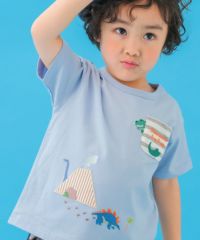 ベビー服 男の子 綿100％ 恐竜 ＆ 火山 Tシャツ