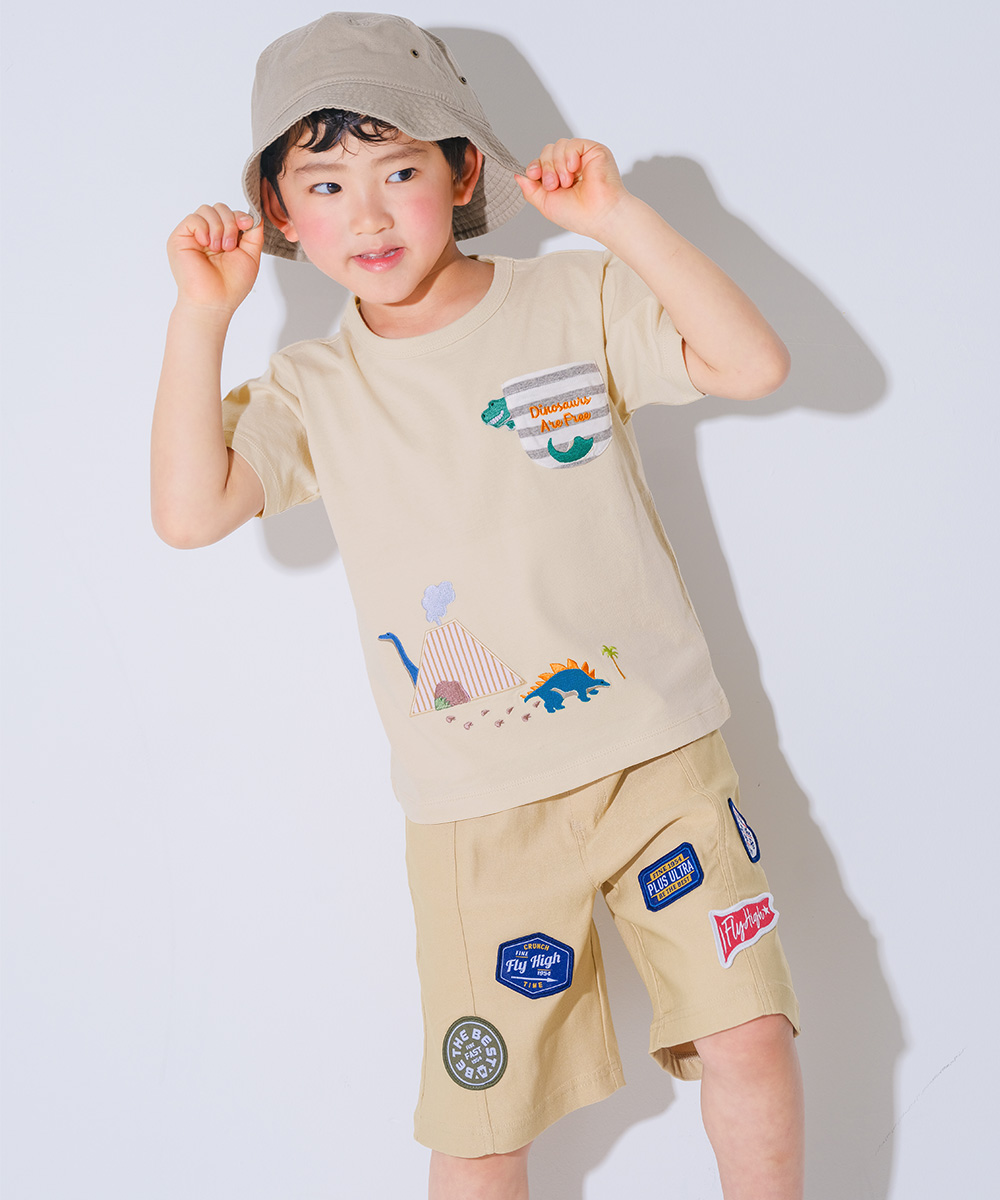 ベビー服 男の子 綿100％ 恐竜 ＆ 火山 Tシャツ ブルー(61) 背面