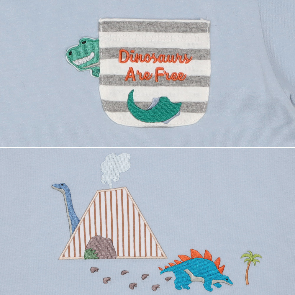 ベビー服 男の子 綿100％ 恐竜 ＆ 火山 Tシャツ ブルー(61) モデル画像2