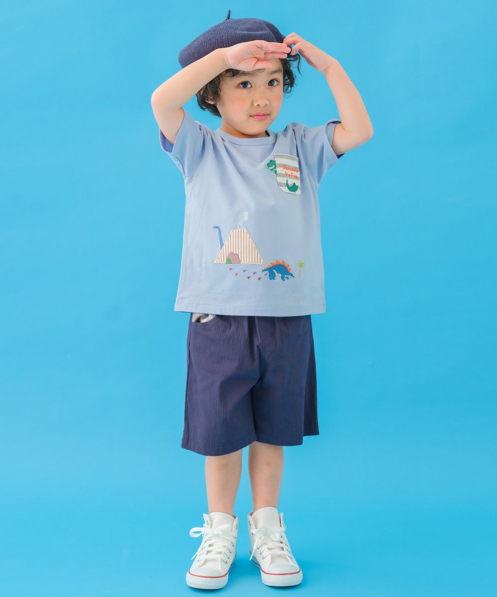 ベビー服 男の子 綿100％ 恐竜 ＆ 火山 Tシャツ ブルー(61) モデル画像3