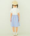 子供服 女の子 重ね着風 リボン付き ストライプ ワンピース ブルー(61) モデル画像3