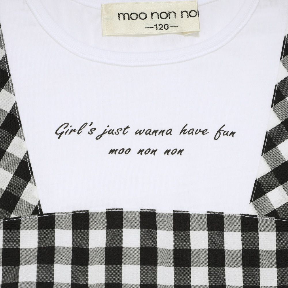 ベビー服 女の子 キャミソール 重ね着風 ワンピース ホワイト×ブラック(10) デザインポイント1