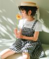 ベビー服 女の子 キャミソール 重ね着風 ワンピース ホワイト×ブラック(10) モデル画像
