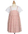 ベビー服 女の子 お花 ＆ イチゴ柄 重ね着風 ワンピース ピンク(02) トルソー背面