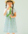 ベビー服 女の子 お花 ＆ イチゴ柄 重ね着風 ワンピース ブルー(61) モデル画像アップ