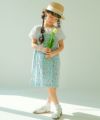 ベビー服 女の子 お花 ＆ イチゴ柄 重ね着風 ワンピース ブルー(61) モデル画像全身
