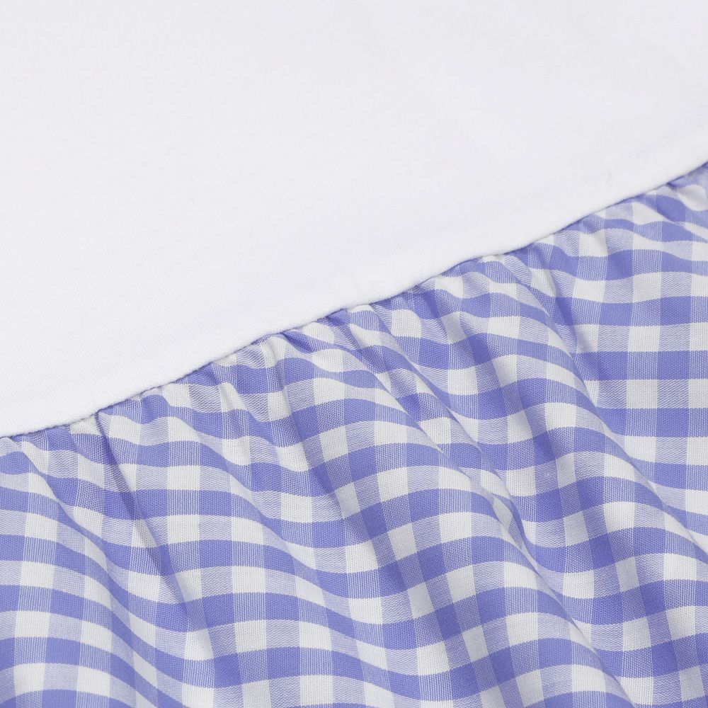 ベビー服 女の子 バックリボン ギンガムチェック 切替え Tシャツ ブルー(61) デザインポイント2