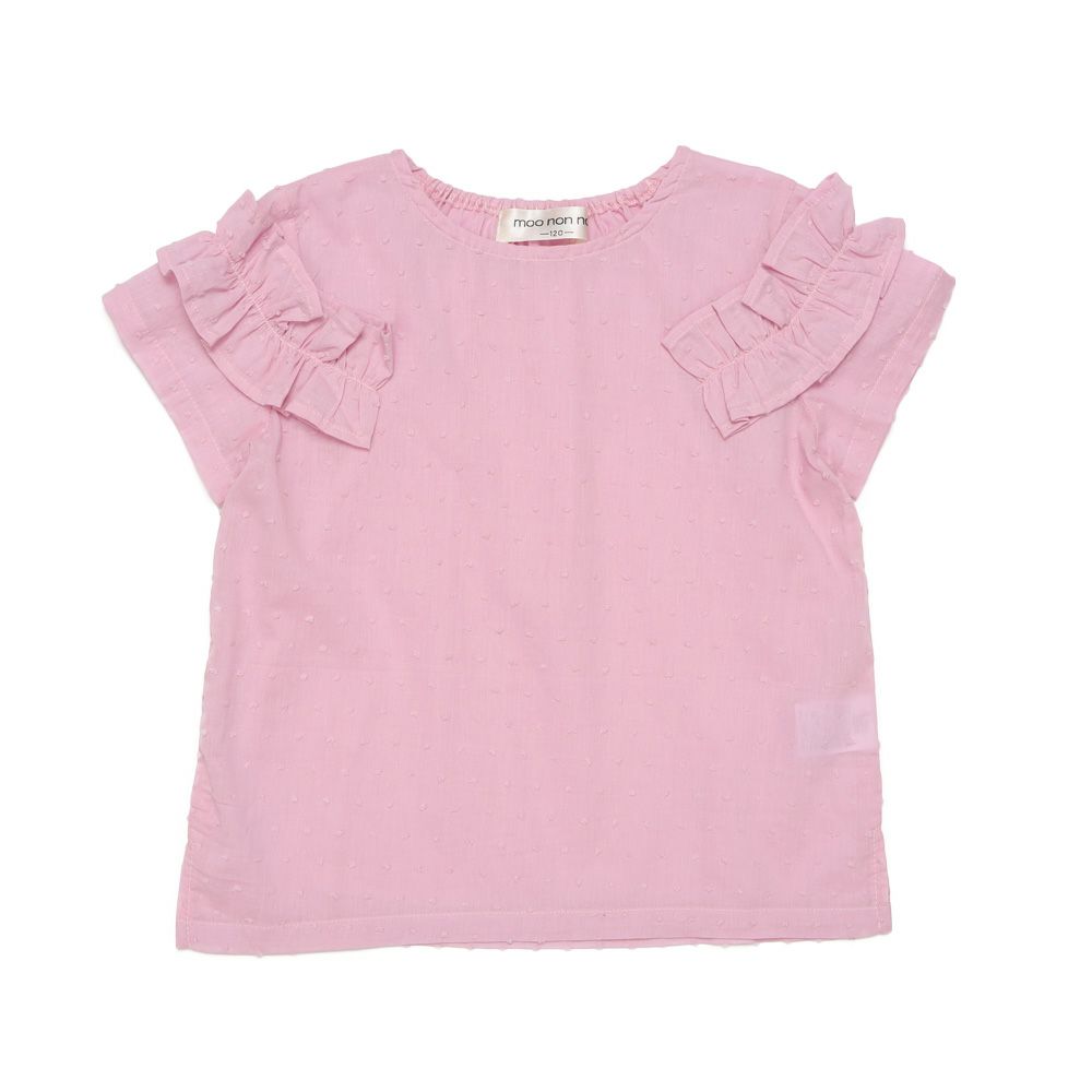 子供服 女の子 綿100％ ドット ＆ フリル ブラウス ピンク(02) 正面