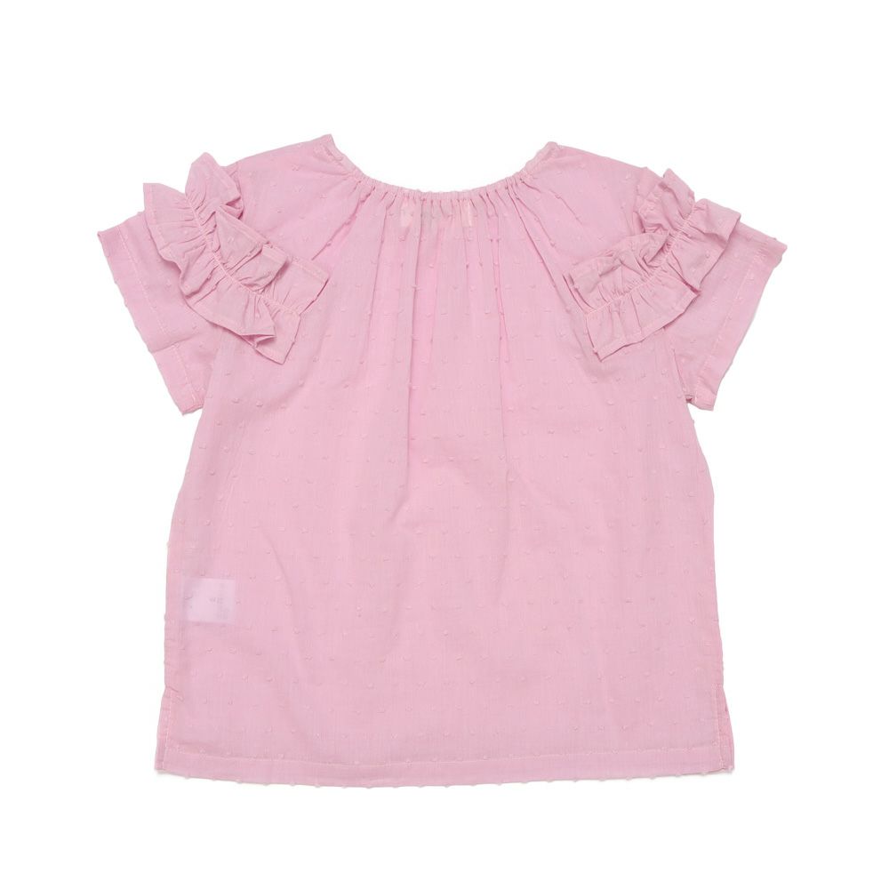 子供服 女の子 綿100％ ドット ＆ フリル ブラウス ピンク(02) 背面