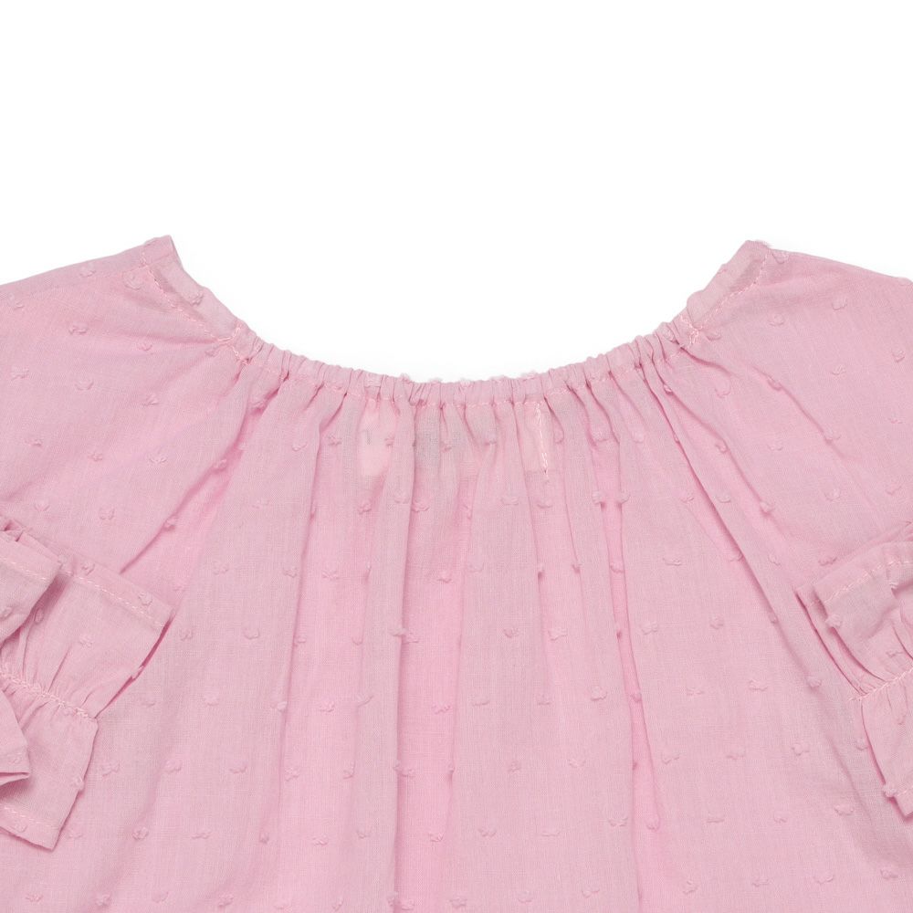 子供服 女の子 綿100％ ドット ＆ フリル ブラウス ピンク(02) デザインポイント1