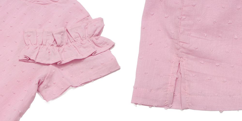 子供服 女の子 綿100％ ドット ＆ フリル ブラウス ピンク(02) デザインポイント2